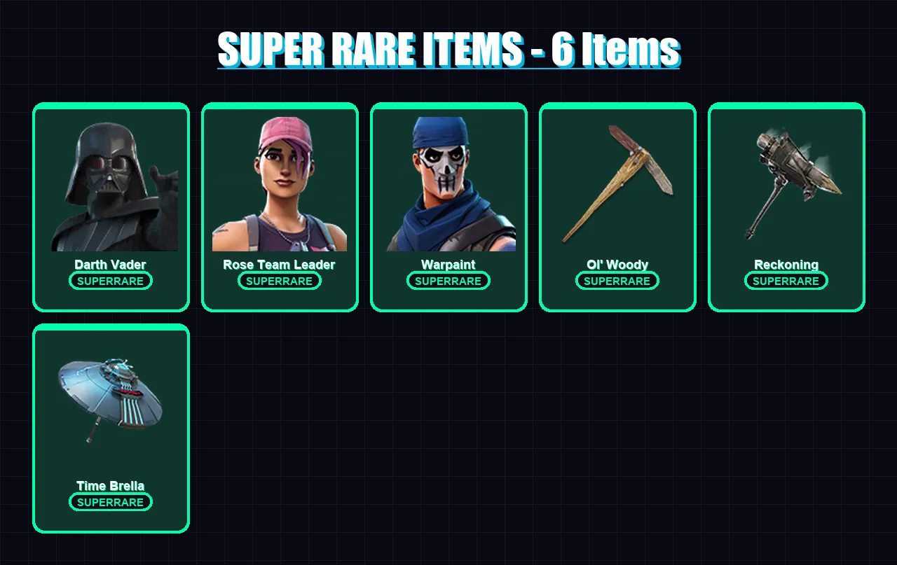 [PC/XBOX/PSN] | Darth Vader | Rose Team Leader | Warpaint | Calamity | Omegarok | 86 skin | 92 pickaxe | 82 emote | 81 glider | Lv1090