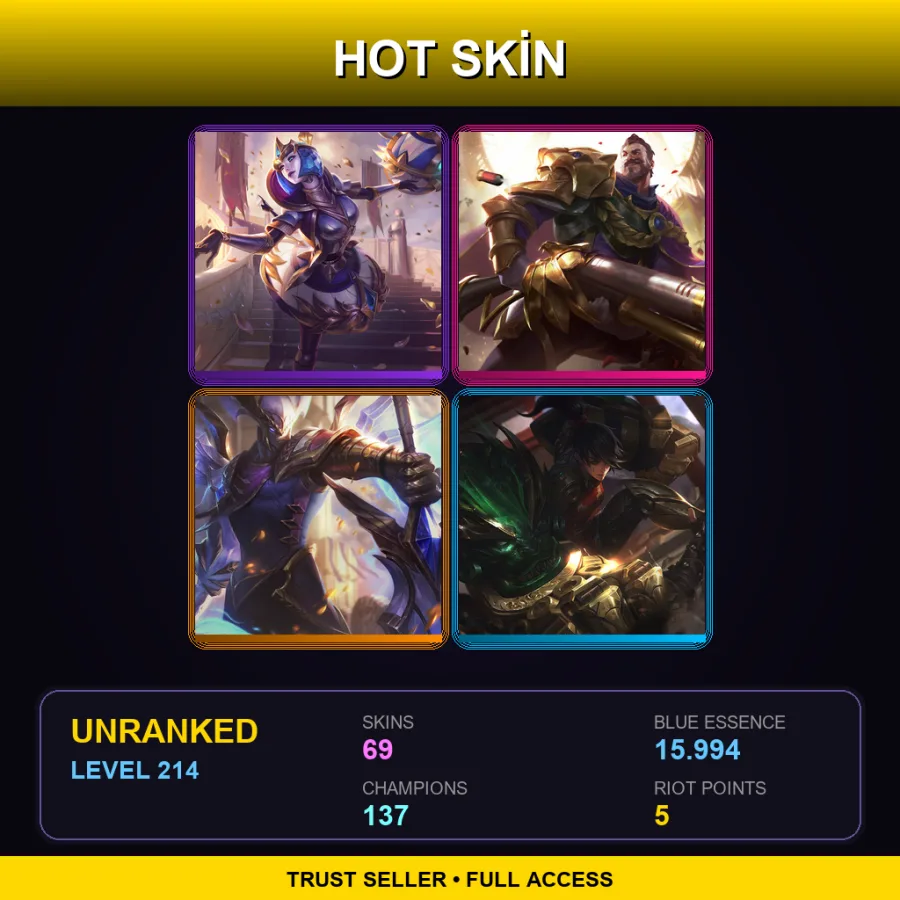 SG | Lv214 | Unranked | 69 Skin | 137 Champ — Crimson Elite Riven
