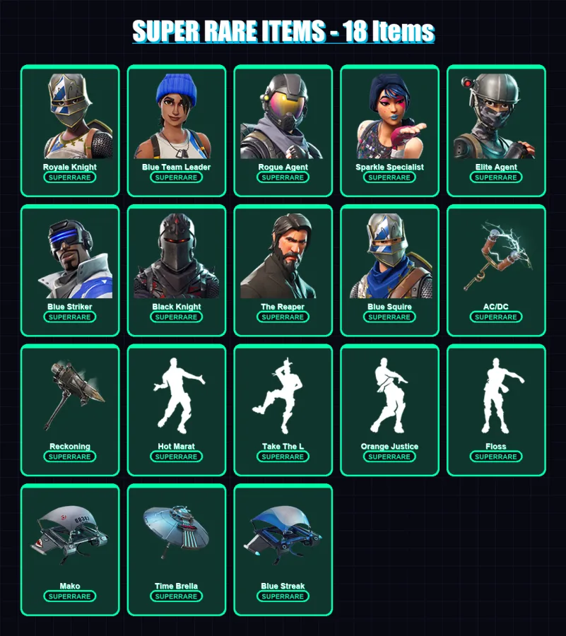 [PS4/PS5/XBOX/PC] | Royale Knight | Blue Team Leader | Rogue Agent | 36 skin | Lv1020 — Fortnite account