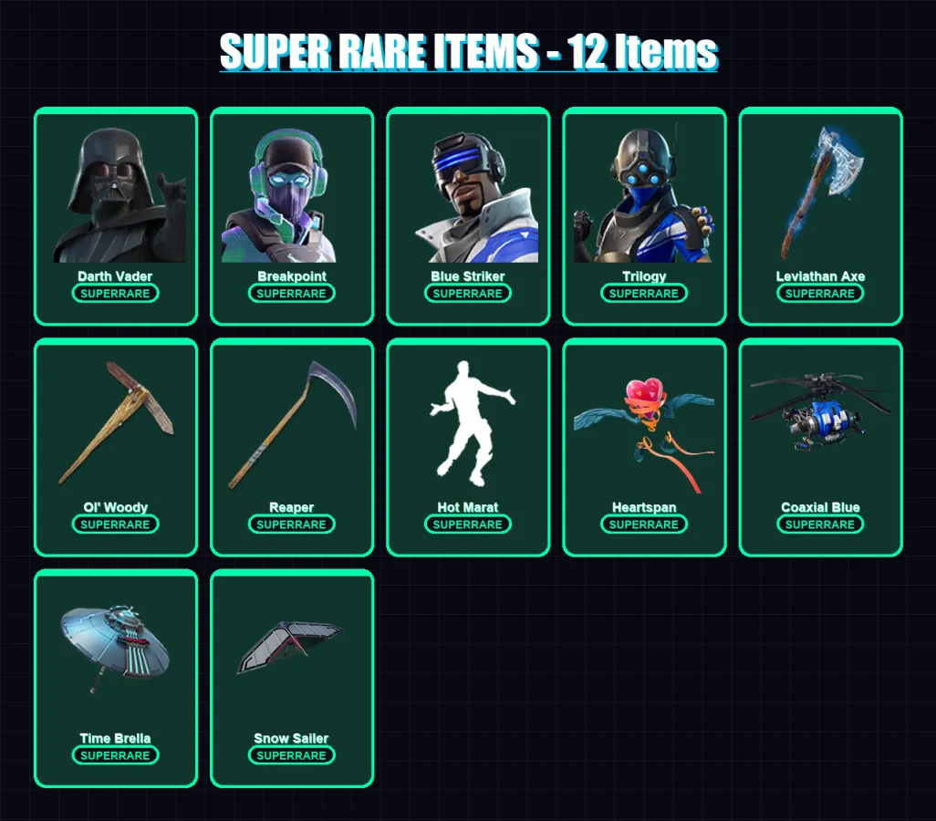 [PS4/PS5/XBOX/PC] | Darth Vader | Breakpoint | Blue Striker | Trilogy | Menace | 296 skin | 355 pickaxe | 257 emote | 297 glider | Lv4300