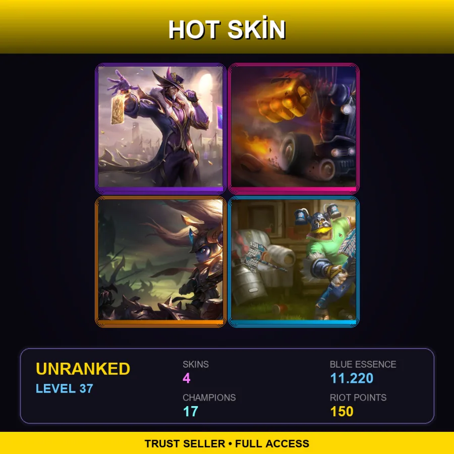 TR | Lv37 | Unranked | 4 Skin | 17 Champ — LoL account