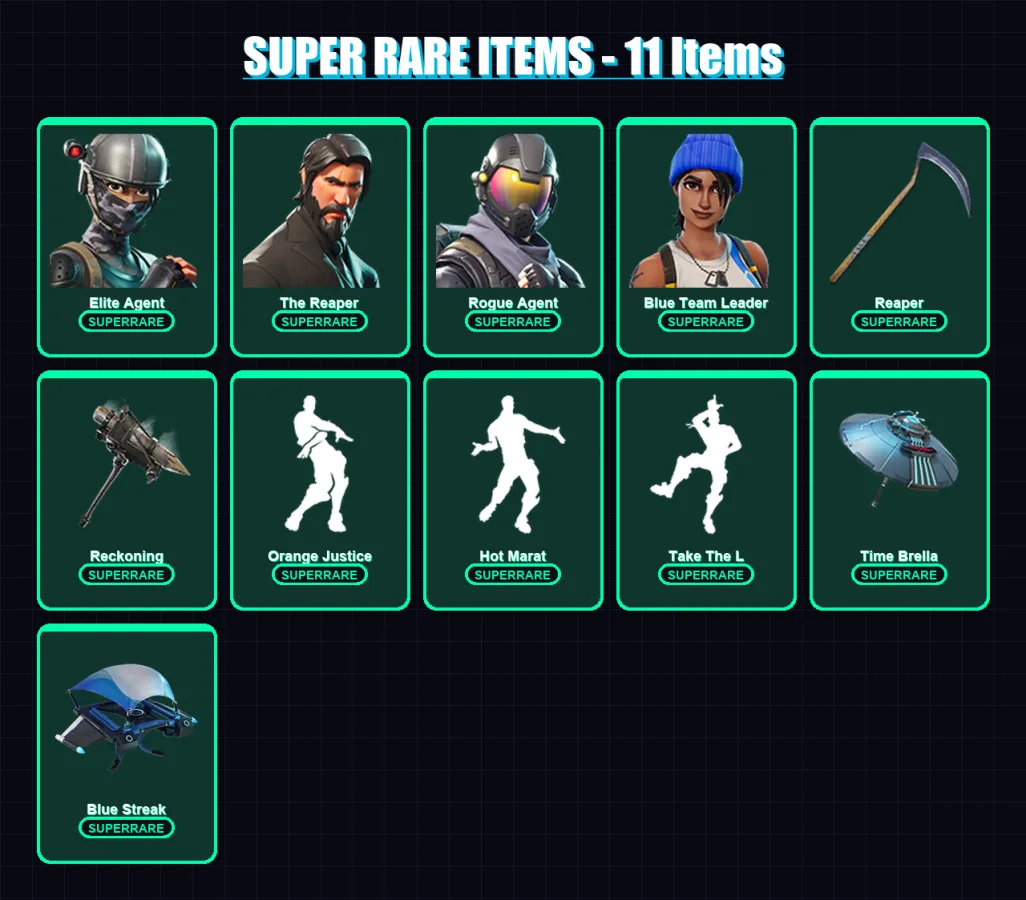 [PS4/PS5/XBOX/PC] | Elite Agent | The Reaper | Rogue Agent | Blue Team Leader | Era | 50 skin | 53 pickaxe | 57 emote | 48 glider | Lv692 — Fortnite account