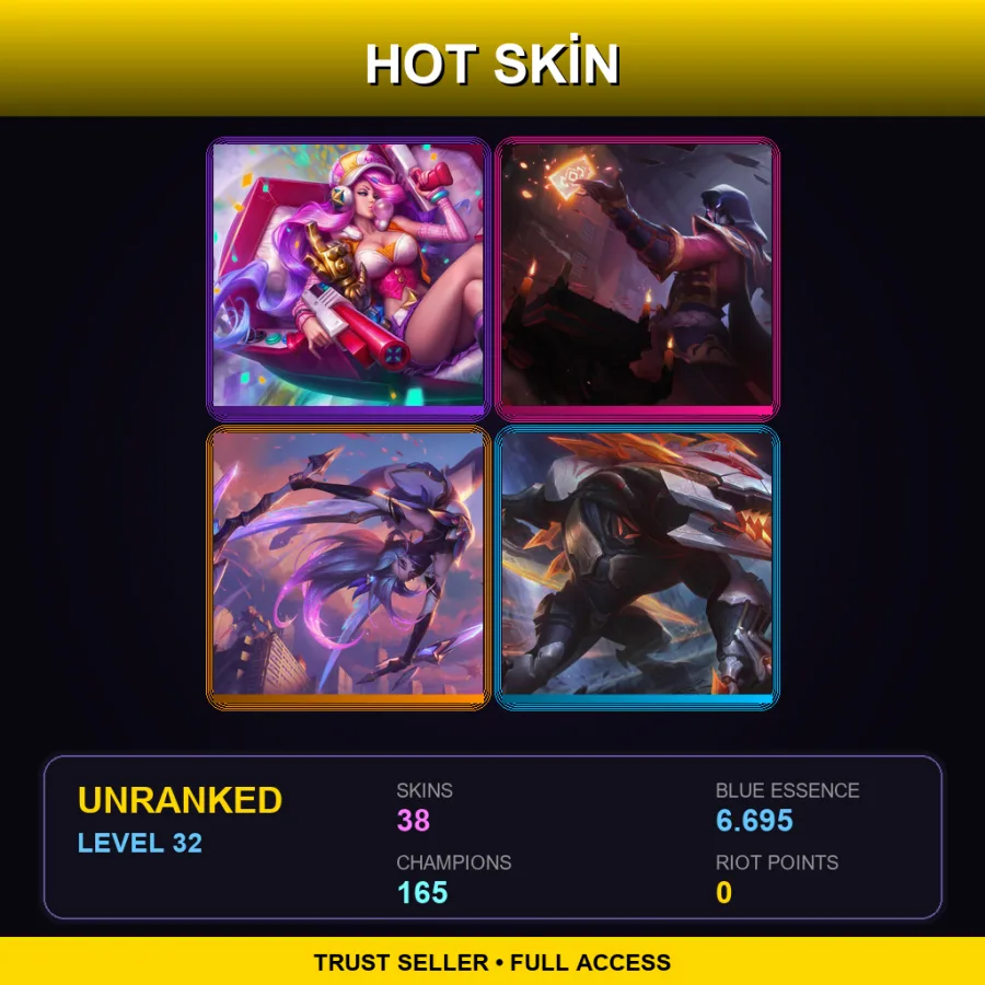VN | Lv32 | Unranked | 38 Skin | 165 Champ