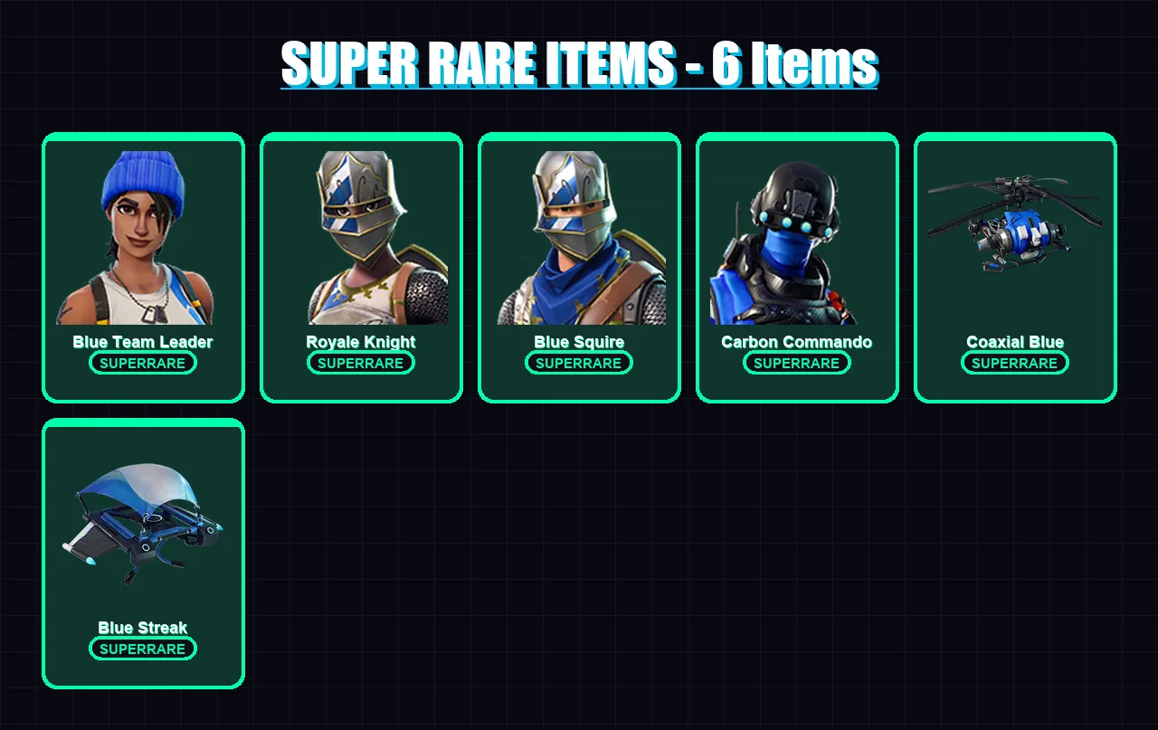 [PC/XBOX] | Blue Team Leader | Royale Knight | Blue Squire | Carbon Commando | Red Knight | 5 skin | 3 pickaxe | 9 emote | 16 glider | Lv168