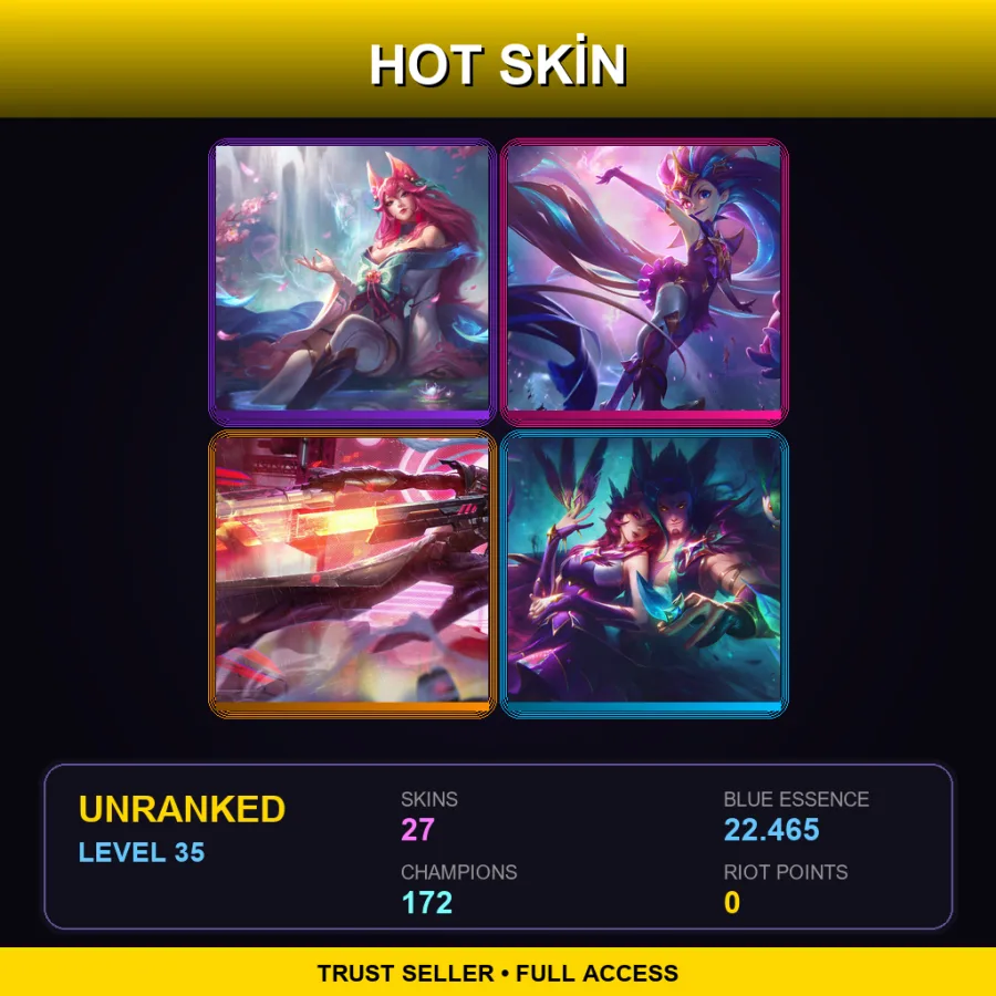 SG | Lv35 | Unranked | 27 Skin | 172 Champ — LoL account