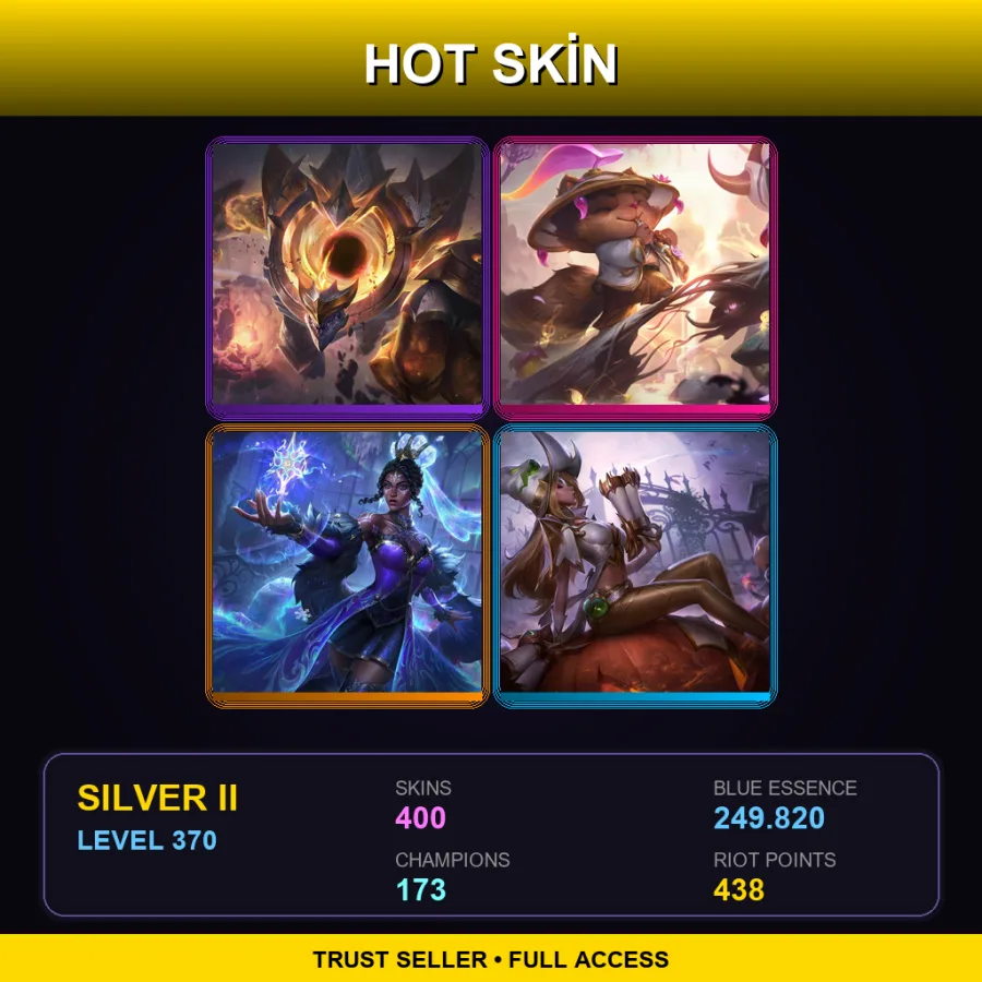 EUW | Lv370 | Silver II | 400 Skin | 173 Champ