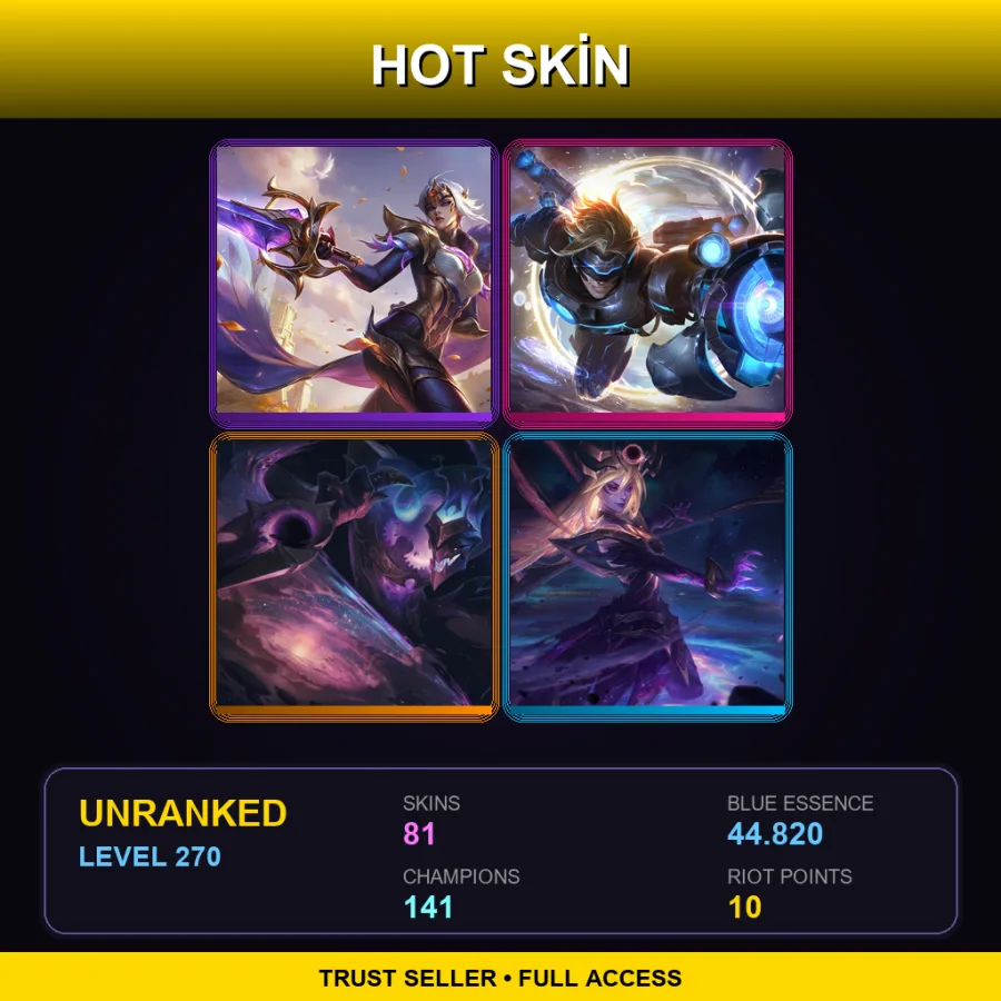 LAN | Lv270 | Unranked | 81 Skin | 141 Champ — LoL account