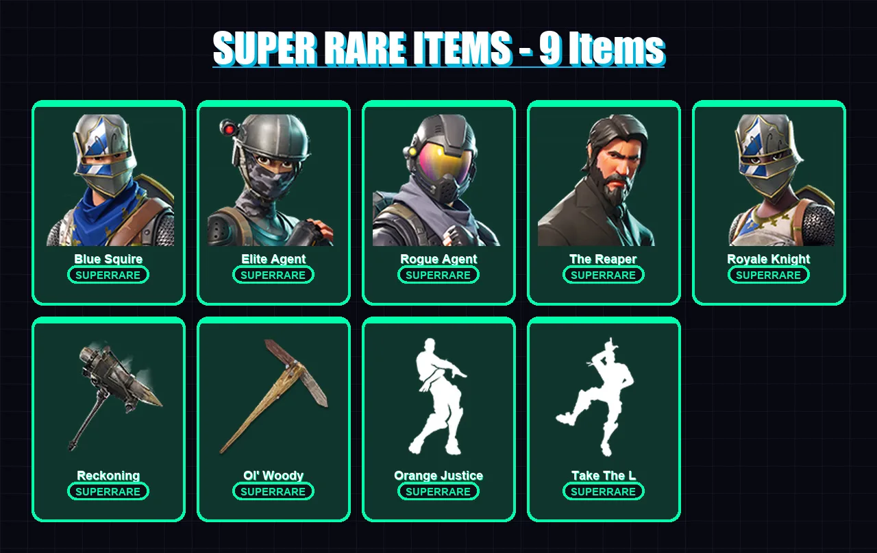 [PC/PSN] | Blue Squire | Elite Agent | Rogue Agent | The Reaper | Royale Knight | 35 skin | 22 pickaxe | 38 emote | 29 glider | Lv420