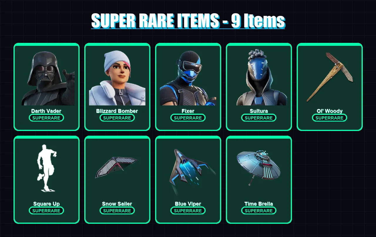 [PC] | Darth Vader | Blizzard Bomber | Fixer | Sultura | Spire Assassin | 217 skin | 257 pickaxe | 207 emote | 175 glider | Lv2390