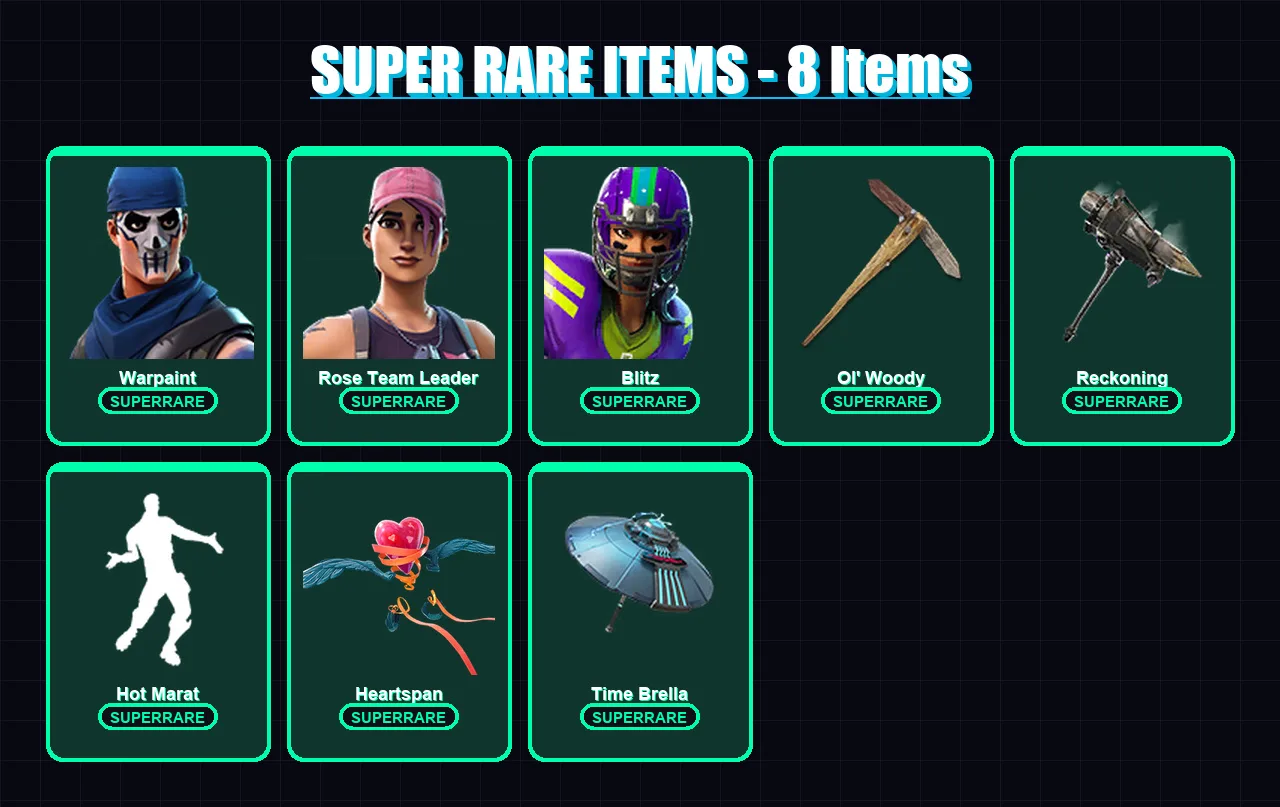 [PC/XBOX/PSN] | Warpaint | Rose Team Leader | Blitz | Kado Thorne | Hades | 206 skin | 209 pickaxe | 179 emote | 153 glider | Lv1757