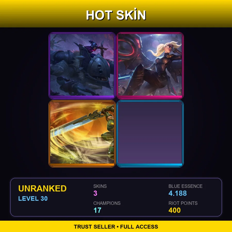 LAN | Lv30 | Unranked | 3 Skin | 17 Champ — LoL account