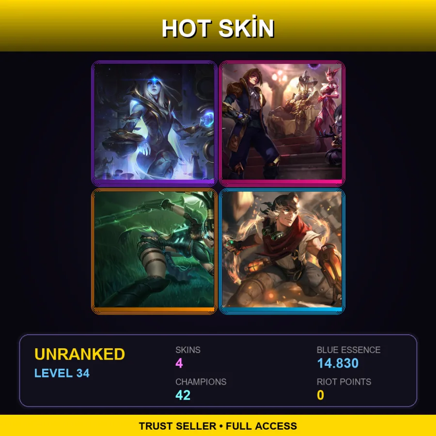 EUNE | Lv34 | Unranked | 4 Skin | 42 Champ — LoL account