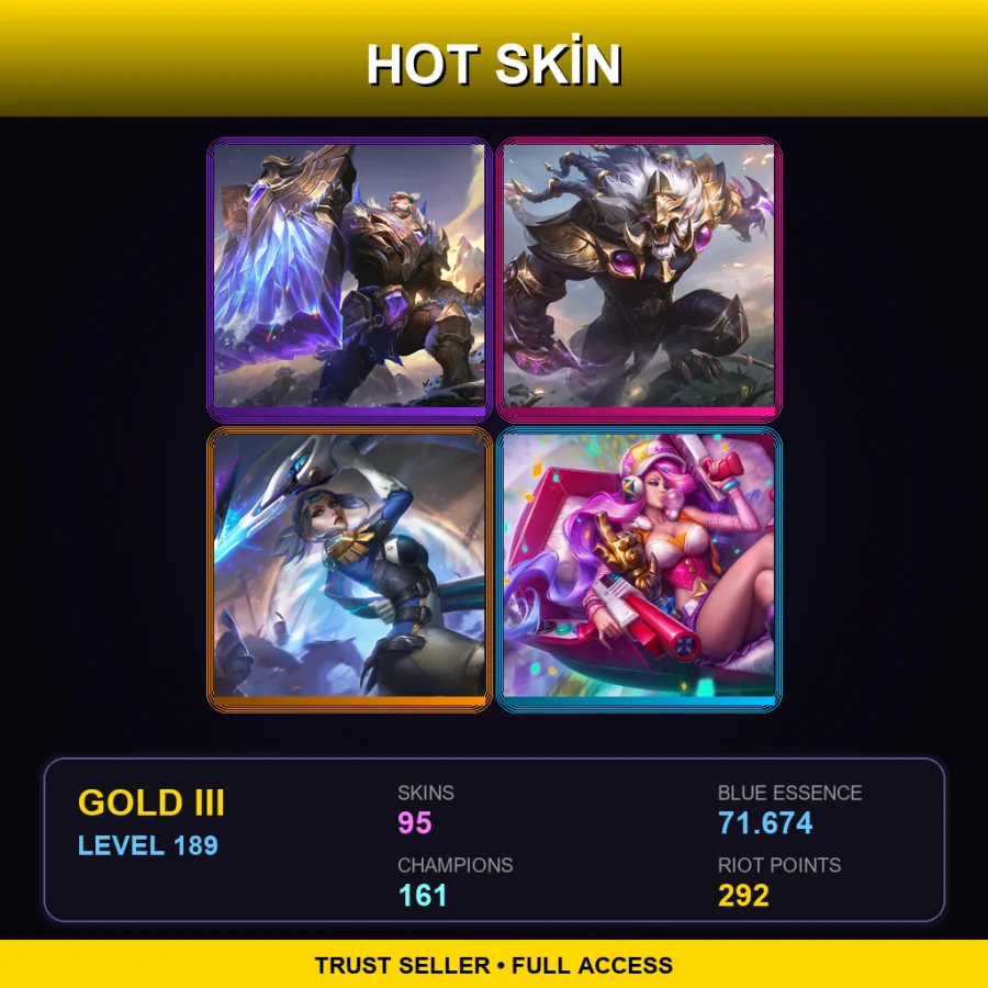 LAS | Lv189 | Gold III | 95 Skin | 161 Champ