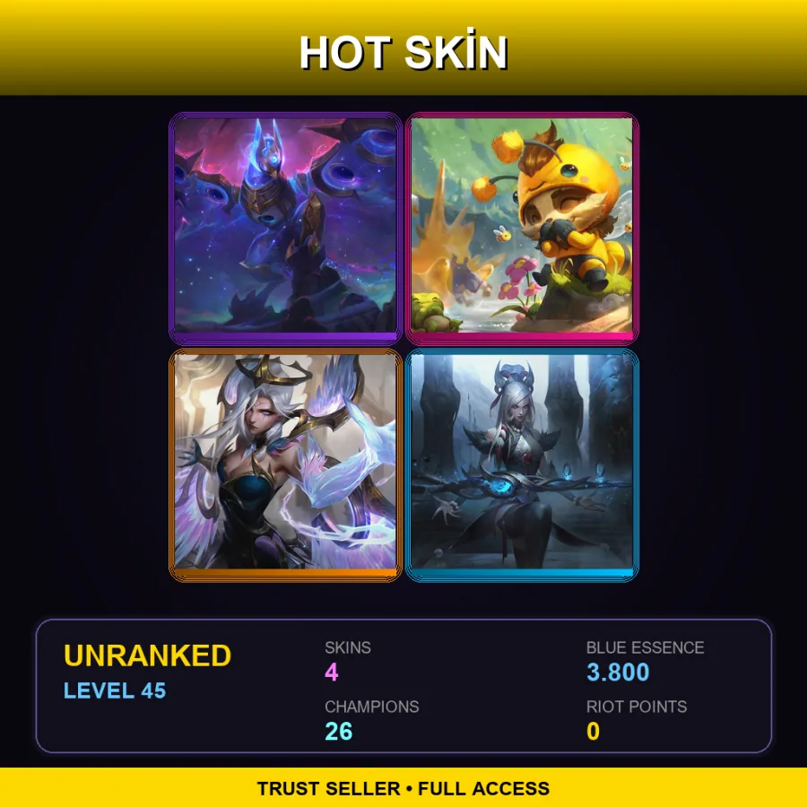 LAN | Cosmic Flight Anivia | Beemo | Dawnbringer Morgana | Snow Moon Caitlyn | 4 Skin | 26 Champ | Lv45