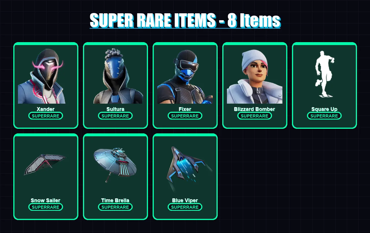 [PC] | Xander | Sultura | Fixer | Blizzard Bomber | Spectra Knight | 34 skin | 43 pickaxe | 43 emote | 43 glider | Lv787