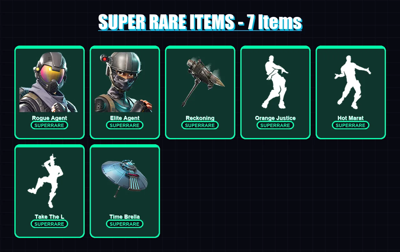 [PS4/PS5/XBOX/PC] | Rogue Agent | Elite Agent | Era | Dark Voyager | Zenith | 123 skin | 169 pickaxe | 150 emote | 128 glider | Lv3203