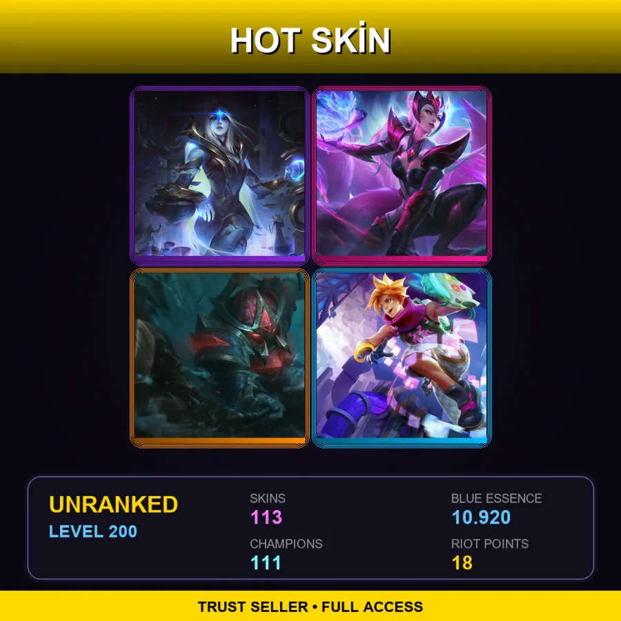 EUNE | Lv200 | Unranked | 113 Skin | 111 Champ
