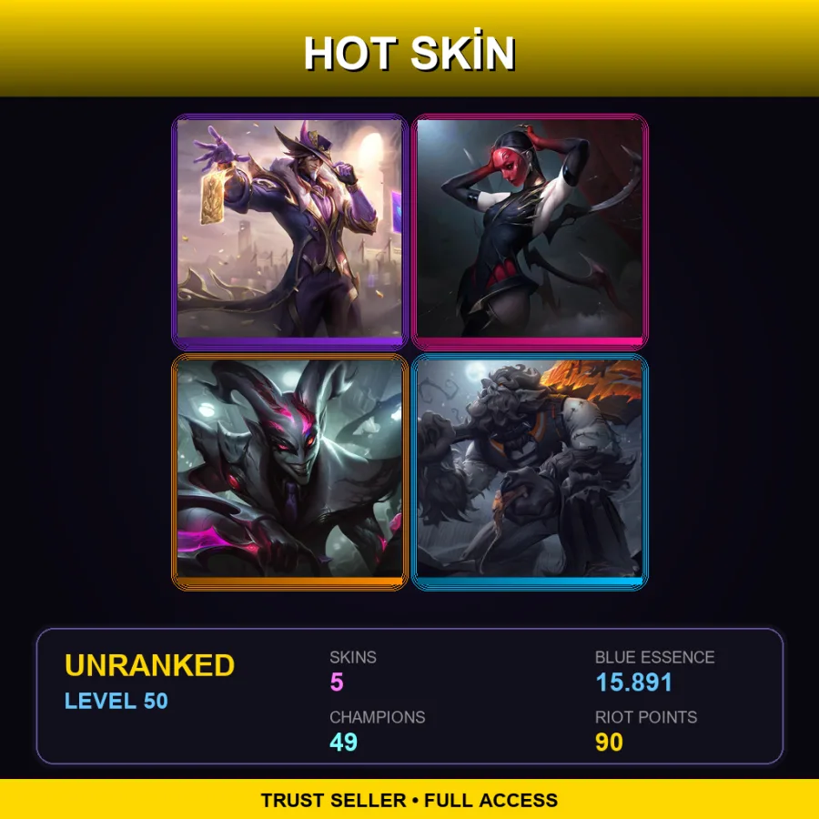 TR | Lv50 | Unranked | 5 Skin | 49 Champ with Amumu
