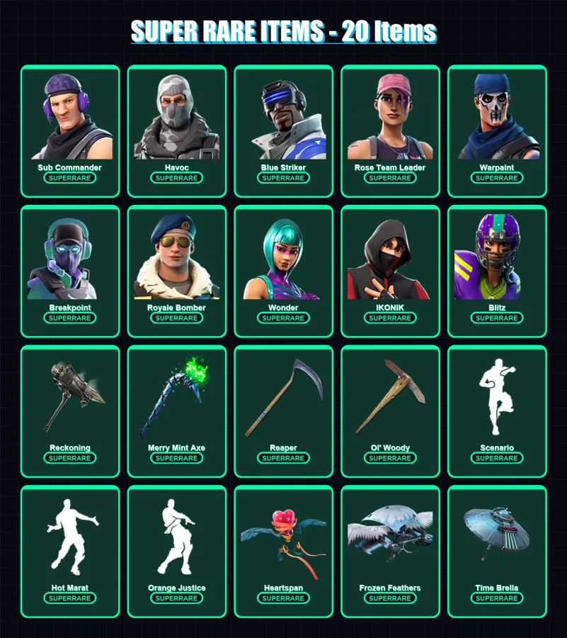 [PC/XBOX] | Sub Commander | Havoc | Blue Striker | Rose Team Leader | Warpaint | 211 skin | 157 pickaxe | 151 emote | 144 glider | Lv2604