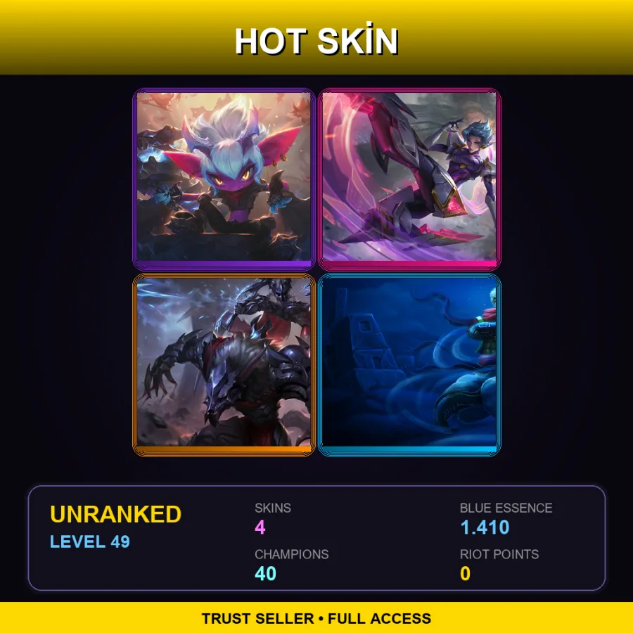 LAS | Lv49 | Unranked | 4 Skin | 40 Champ — LoL account