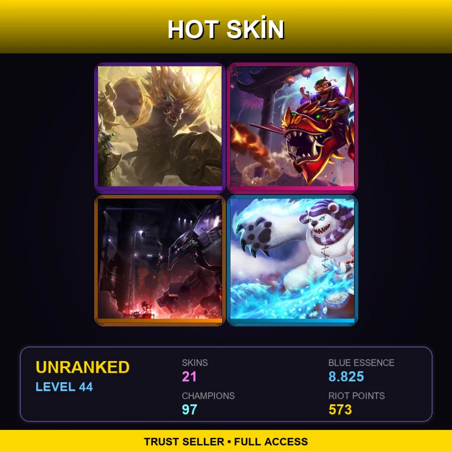 EUW | Lv44 | Unranked | 21 Skin | 97 Champ