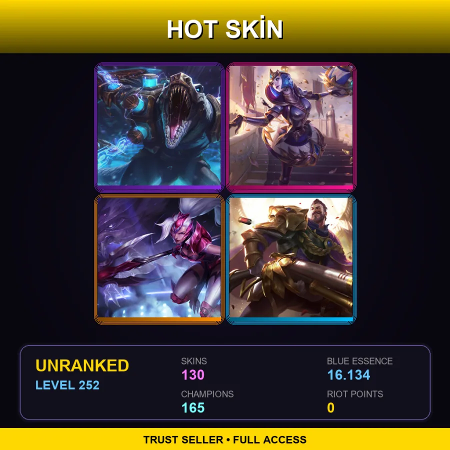 VN | Lv252 | Unranked | 130 Skin | 165 Champ