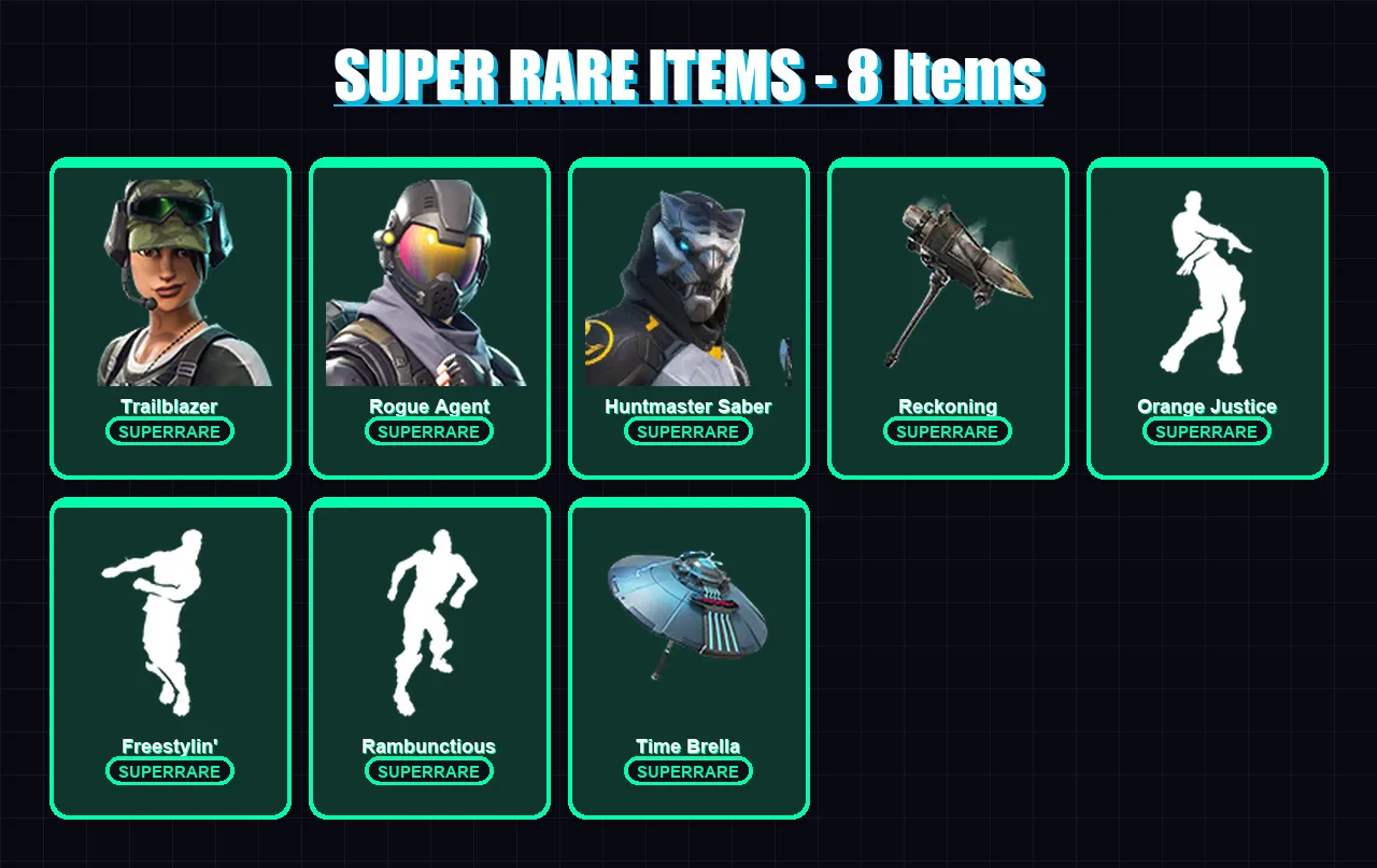 [PC] | Trailblazer | Rogue Agent | Huntmaster Saber | Calamity | Omega | 48 skin | 40 pickaxe | 46 emote | 45 glider | Lv751