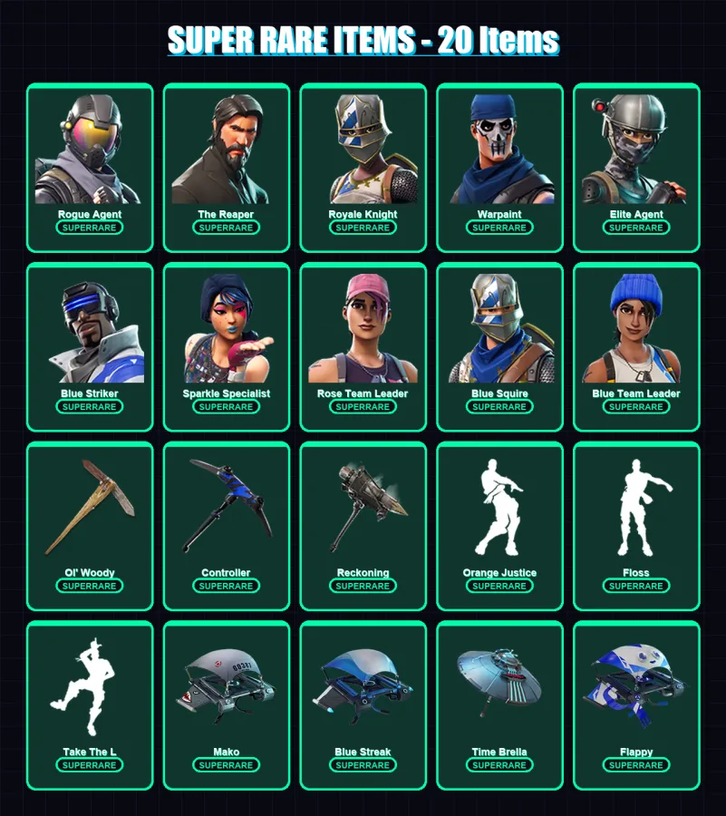 [PS4/PS5/XBOX/PC] | Rogue Agent | The Reaper | Royale Knight | Warpaint | Elite Agent | 42 skin | 40 pickaxe | 42 emote | 41 glider | Lv549