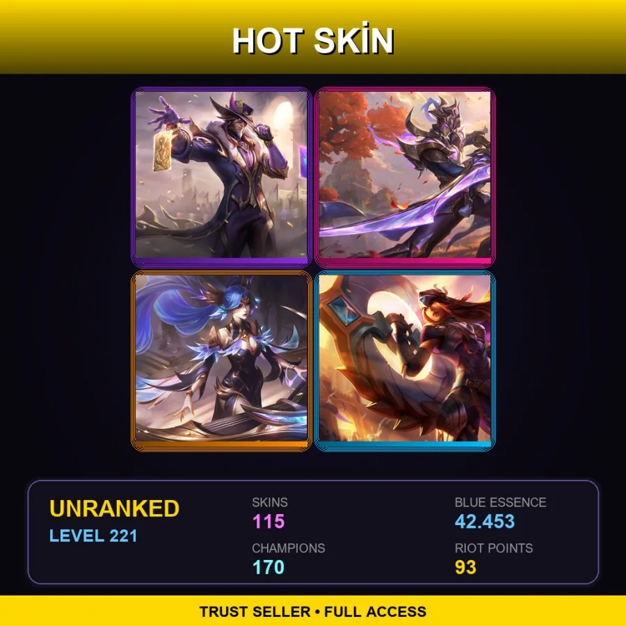 TR | Lv221 | Unranked | 115 Skin | 170 Champ with Nilah