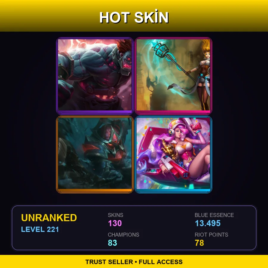 EUNE | Lv221 | Unranked | 130 Skin | 83 Champ