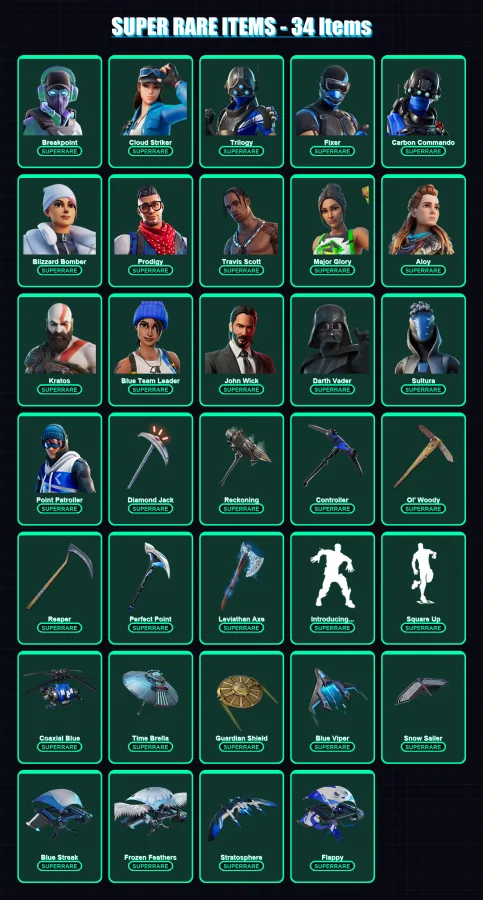 [PS4/PS5/XBOX/PC] | Breakpoint | Cloud Striker | Trilogy | Fixer | Carbon Commando | 423 skin | 418 pickaxe | 354 emote | 277 glider | Lv4211 — Fortnite account