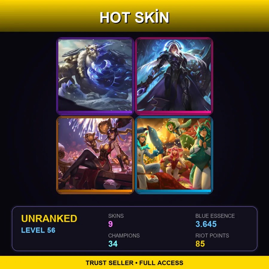 EUNE | Lv56 | Unranked | 9 Skin | 34 Champ — LoL account