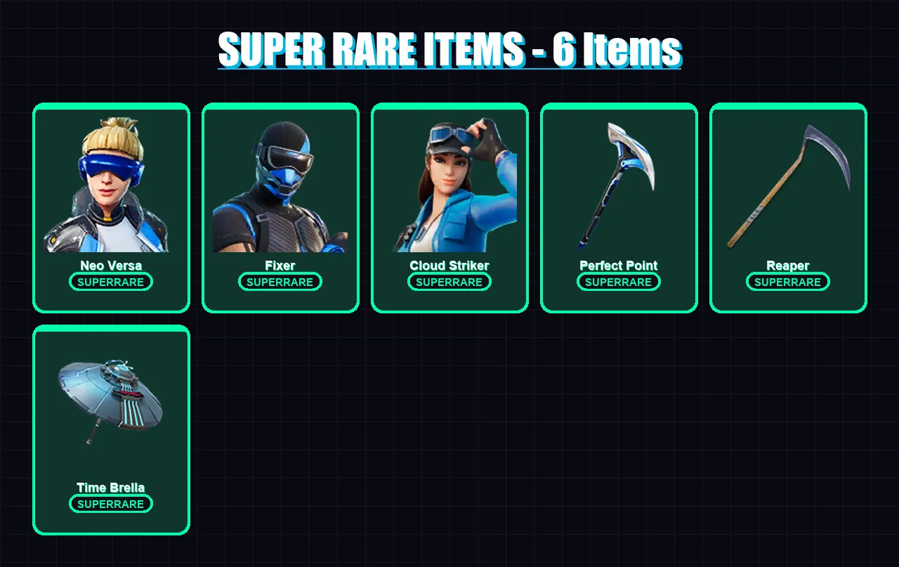 [PC/XBOX/PSN] | Neo Versa | Fixer | Cloud Striker | Fusion | Mandalorian | 48 skin | 59 pickaxe | 55 emote | 57 glider | Lv1147