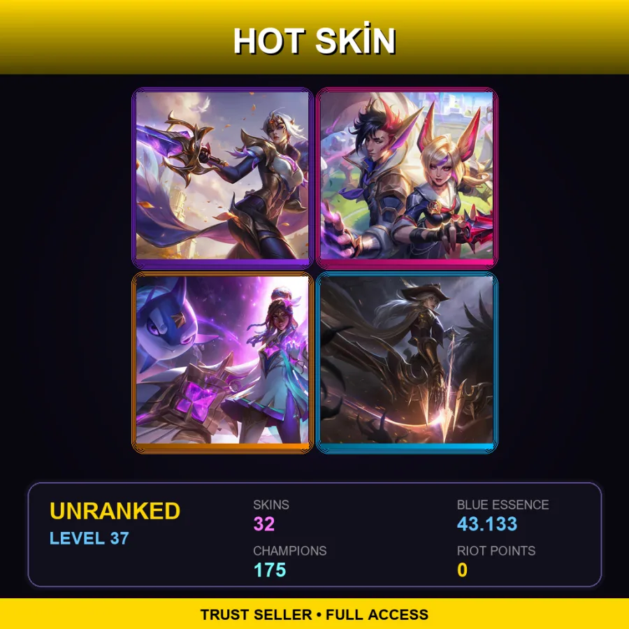 VN | Lv37 | Unranked | 32 Skin | 175 Champ — High Noon Ashe