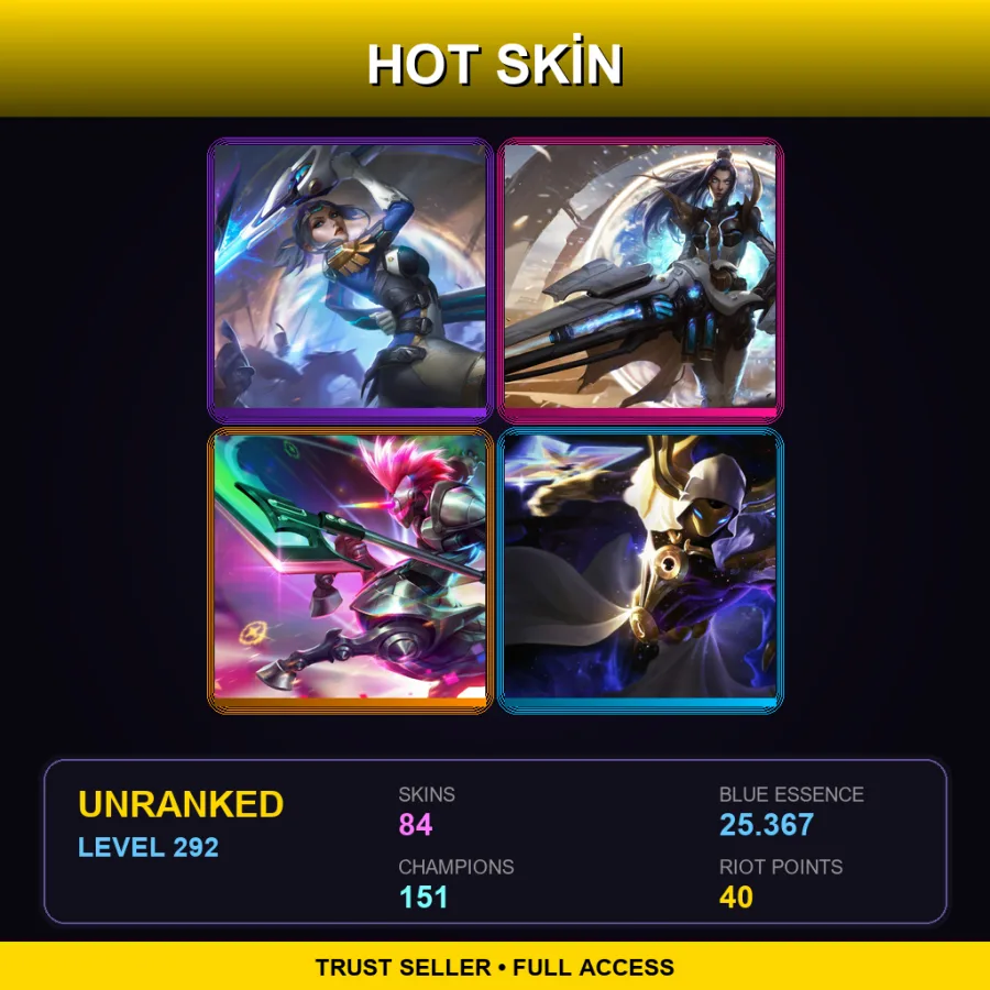BR | Lv292 | Unranked | 84 Skin | 151 Champ — LoL account