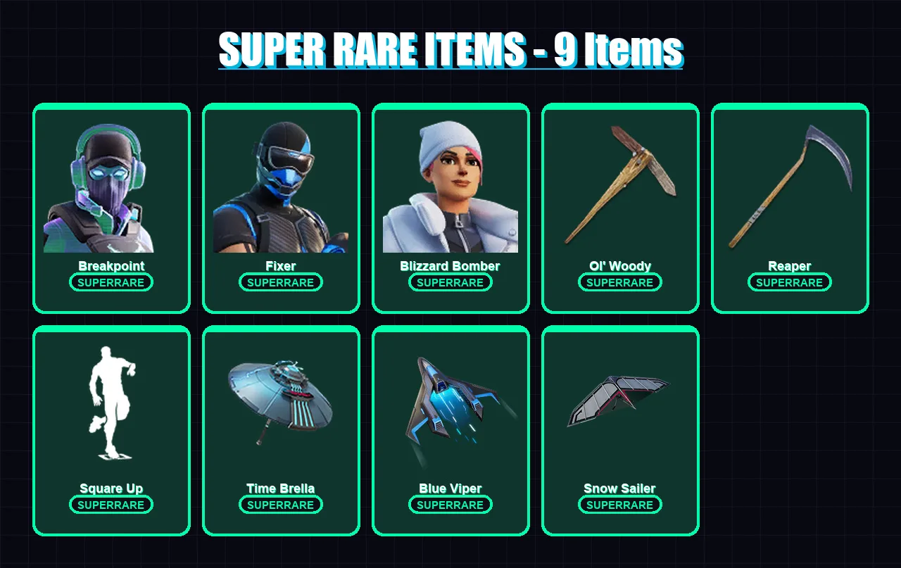 [PC] | Breakpoint | Fixer | Blizzard Bomber | Malik | The Imagined | 255 skin | 294 pickaxe | 207 emote | 200 glider | Lv2777