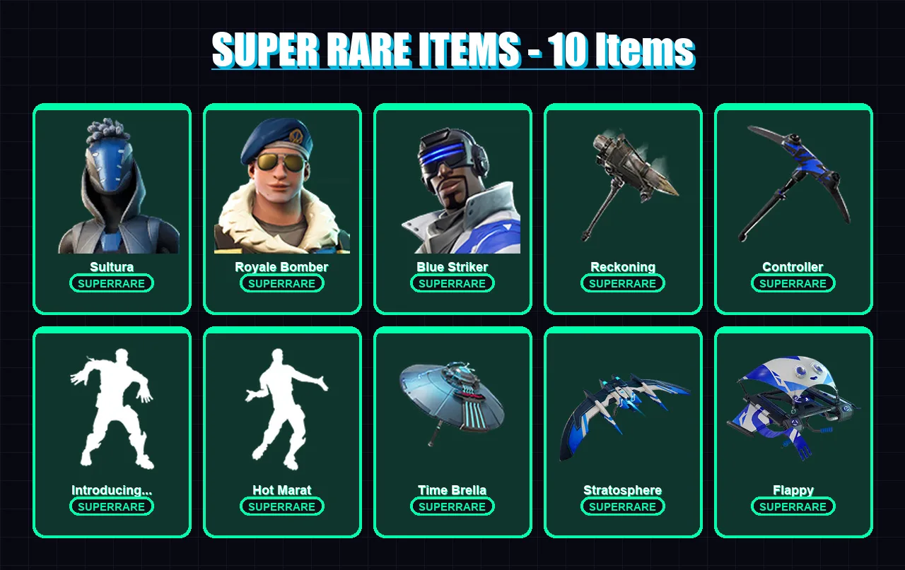 [PS4/PS5/PC] | Sultura | Royale Bomber | Blue Striker | Drift | Lynx | 67 skin | 124 pickaxe | 111 emote | 111 glider | Lv2961