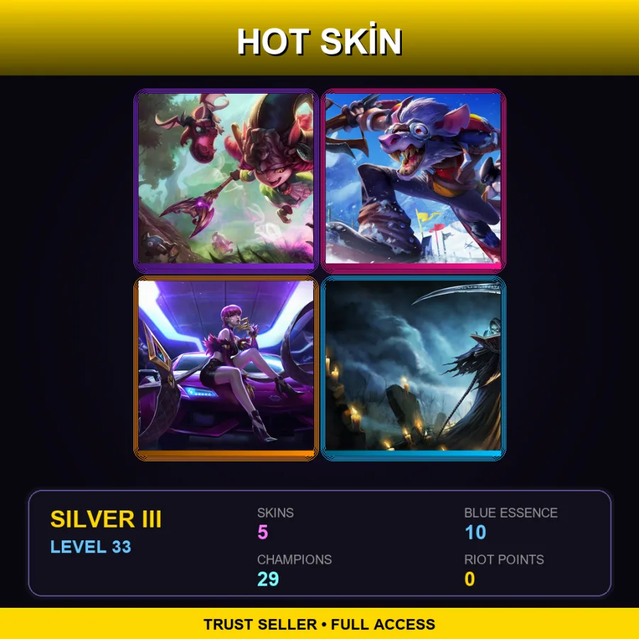 EUNE | Lv33 | Silver III | 5 Skin | 29 Champ
