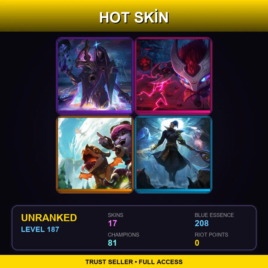 EUW | Lv187 | Unranked | 17 Skin | 81 Champ