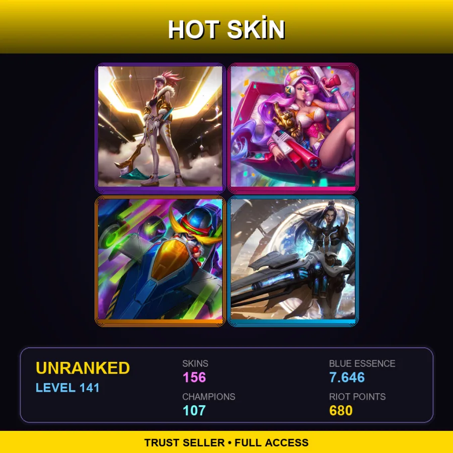 EUW | Lv141 | Unranked | 156 Skin | 107 Champ