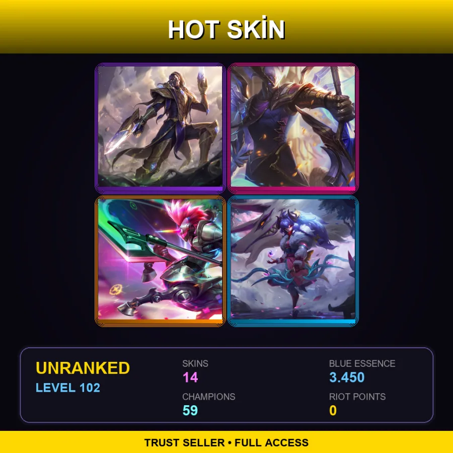 VN | Lv102 | Unranked | 14 Skin | 59 Champ — LoL account