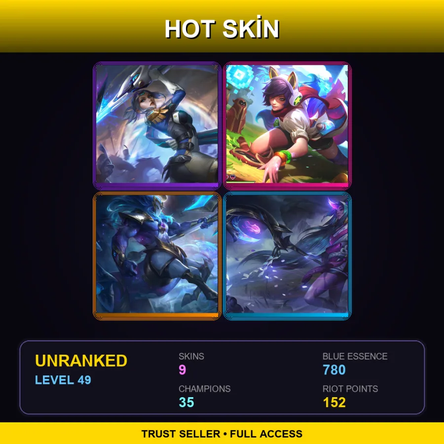 EUW | Lv49 | Unranked | 9 Skin | 35 Champ