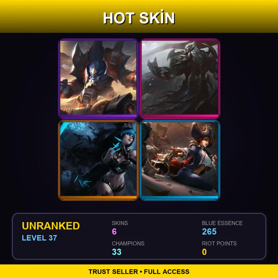 EUW | Lv37 | Unranked | 6 Skin | 33 Champ
