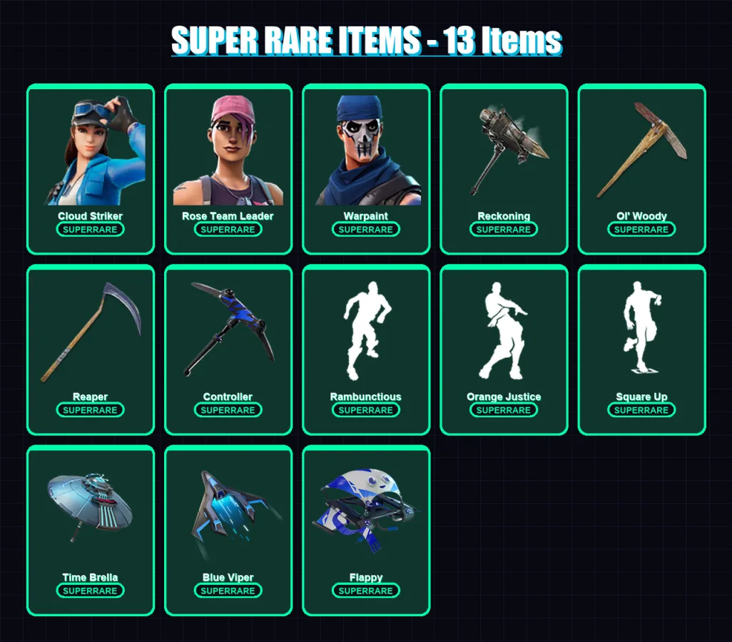 [PS4/PS5/XBOX/PC] | Cloud Striker | Rose Team Leader | Warpaint | Frozen Raven | Lynx | 83 skin | 89 pickaxe | 79 emote | 87 glider | Lv1027 — Fortnite account