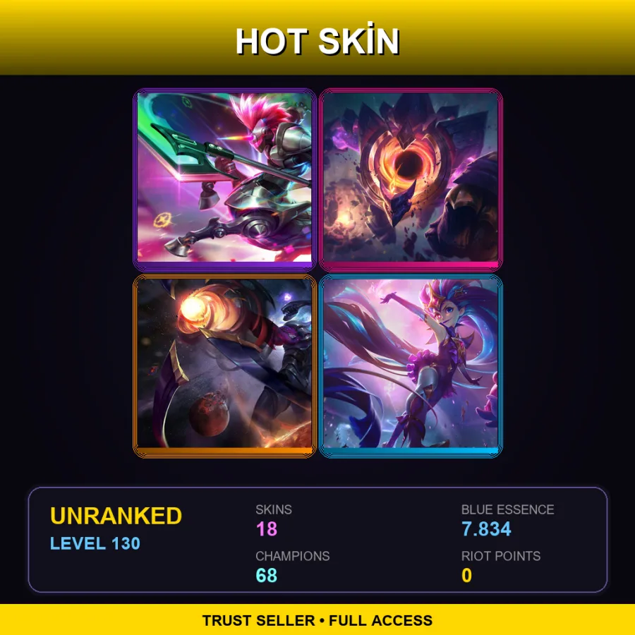 EUW | Lv130 | Unranked | 18 Skin | 68 Champ