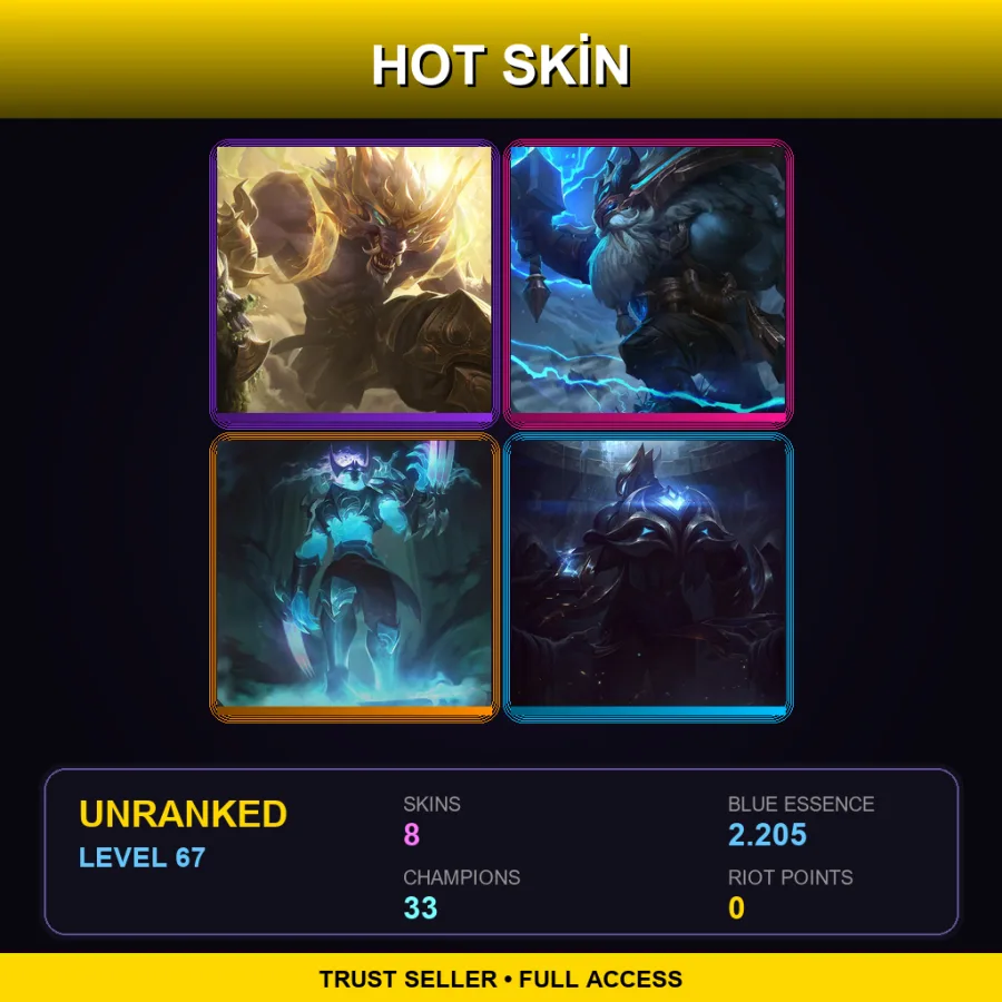 TR | Lv67 | Unranked | 8 Skin | 33 Champ