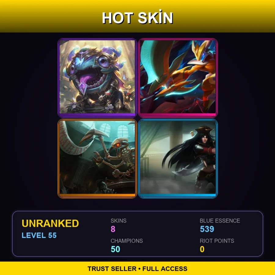 LAN | Lv55 | Unranked | 8 Skin | 50 Champ — Sentinel Vayne