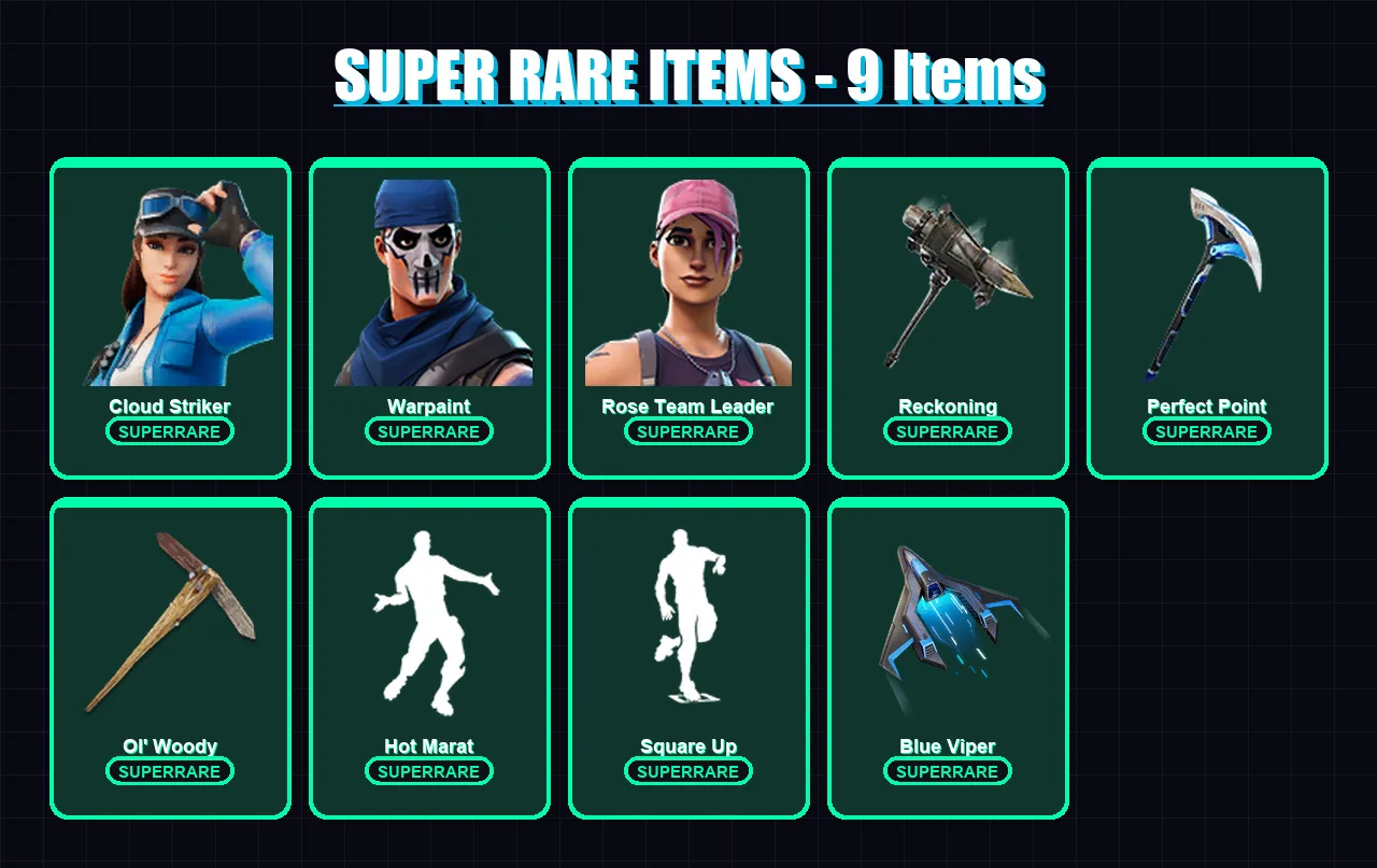 [PS4/PS5/PC] | Cloud Striker | Warpaint | Rose Team Leader | Zeus | Drift | 55 skin | 86 pickaxe | 74 emote | 79 glider | Lv1153