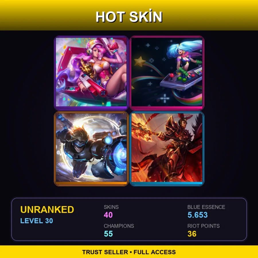 NA | Lv30 | Unranked | 40 Skin | 55 Champ — LoL account