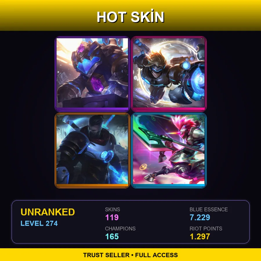 NA | Lv274 | Unranked | 119 Skin | 165 Champ — LoL account